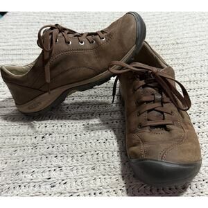 Keen Presidio II Walking Shoes Lace Up Leather Women's Size 9.5 Brown 010418